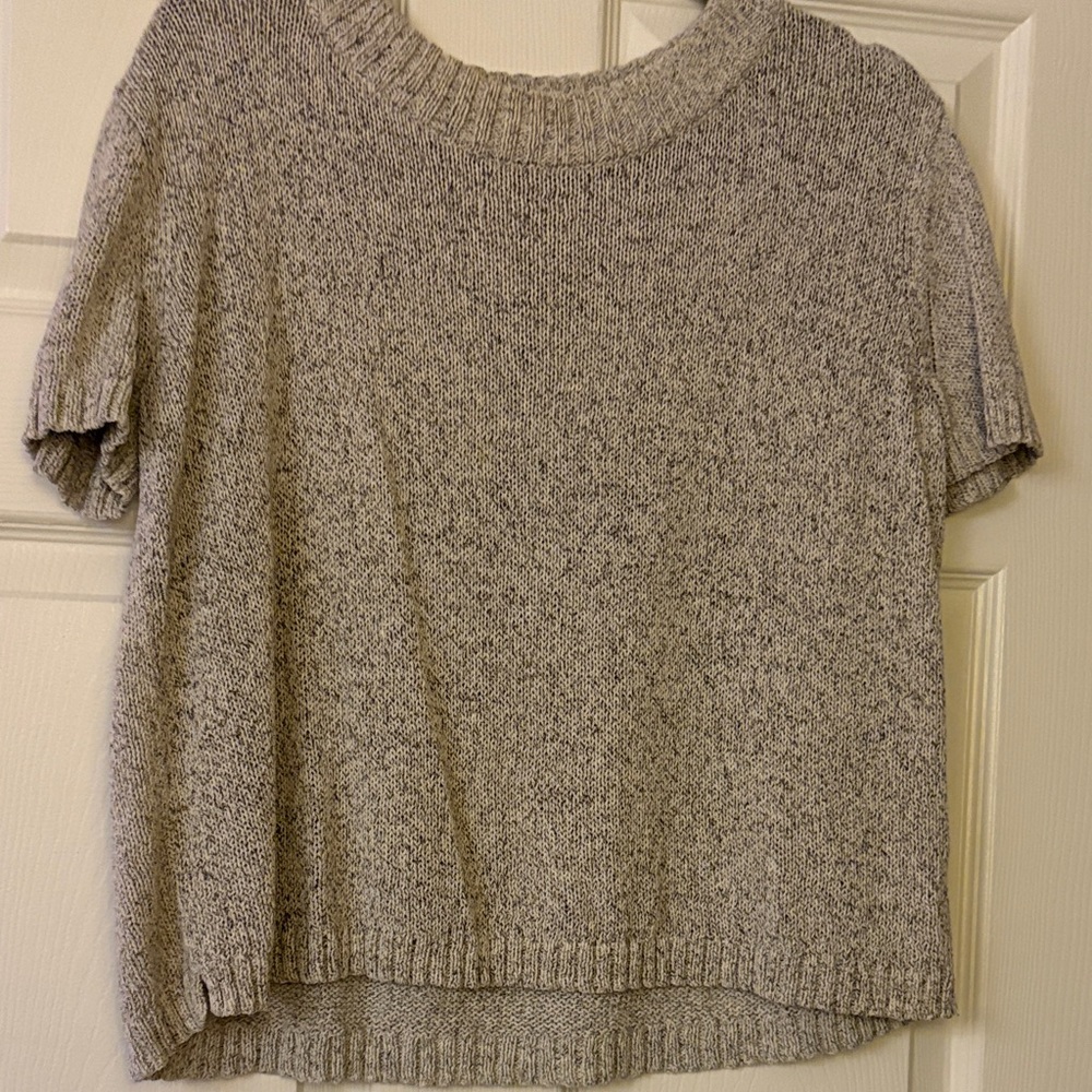 MADEWELL Sweater lightweight casual comfy Gray Knit Short Sleeve Sweater